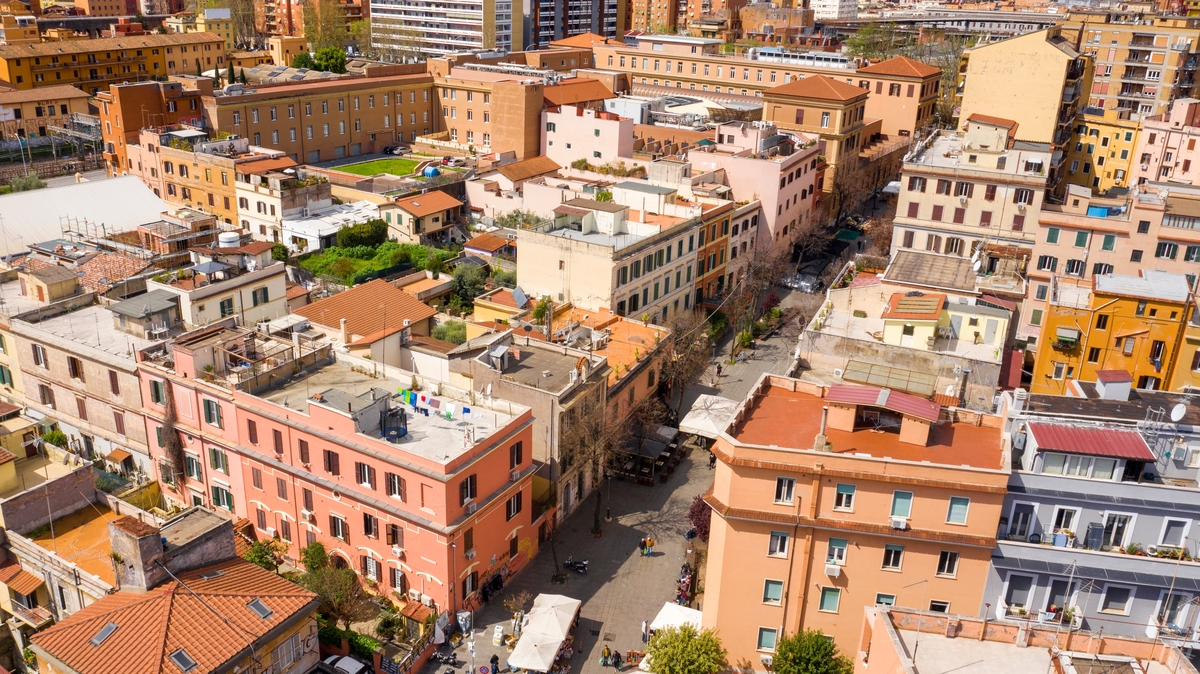 Pigneto quartiere di Roma dall'alto