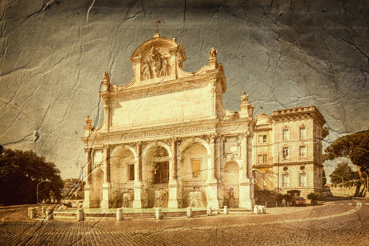 Fontana Acqua Paola Roma Gianicolo foto antica